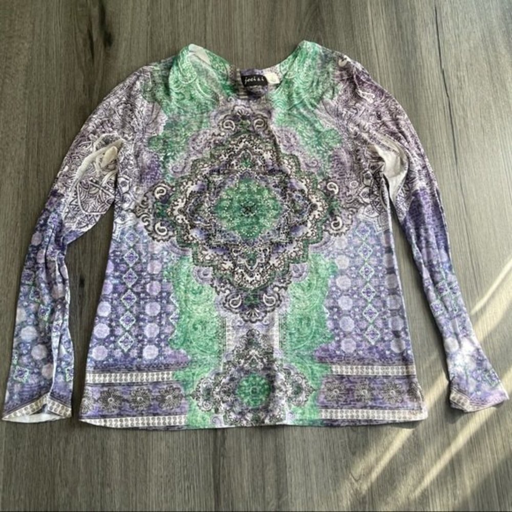 Vintage Y2K Joei and I Tattooed Jeweled L/S Shirt Size Small Charmed